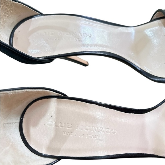 Club Monaco Casey Black sandal 4.5 inch Heels calf fur & leather Italy EU 40.5 - Picture 9 of 9